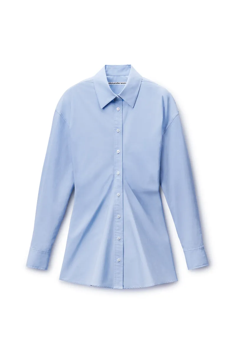 Stretch Cotton Zip Shirt Dress