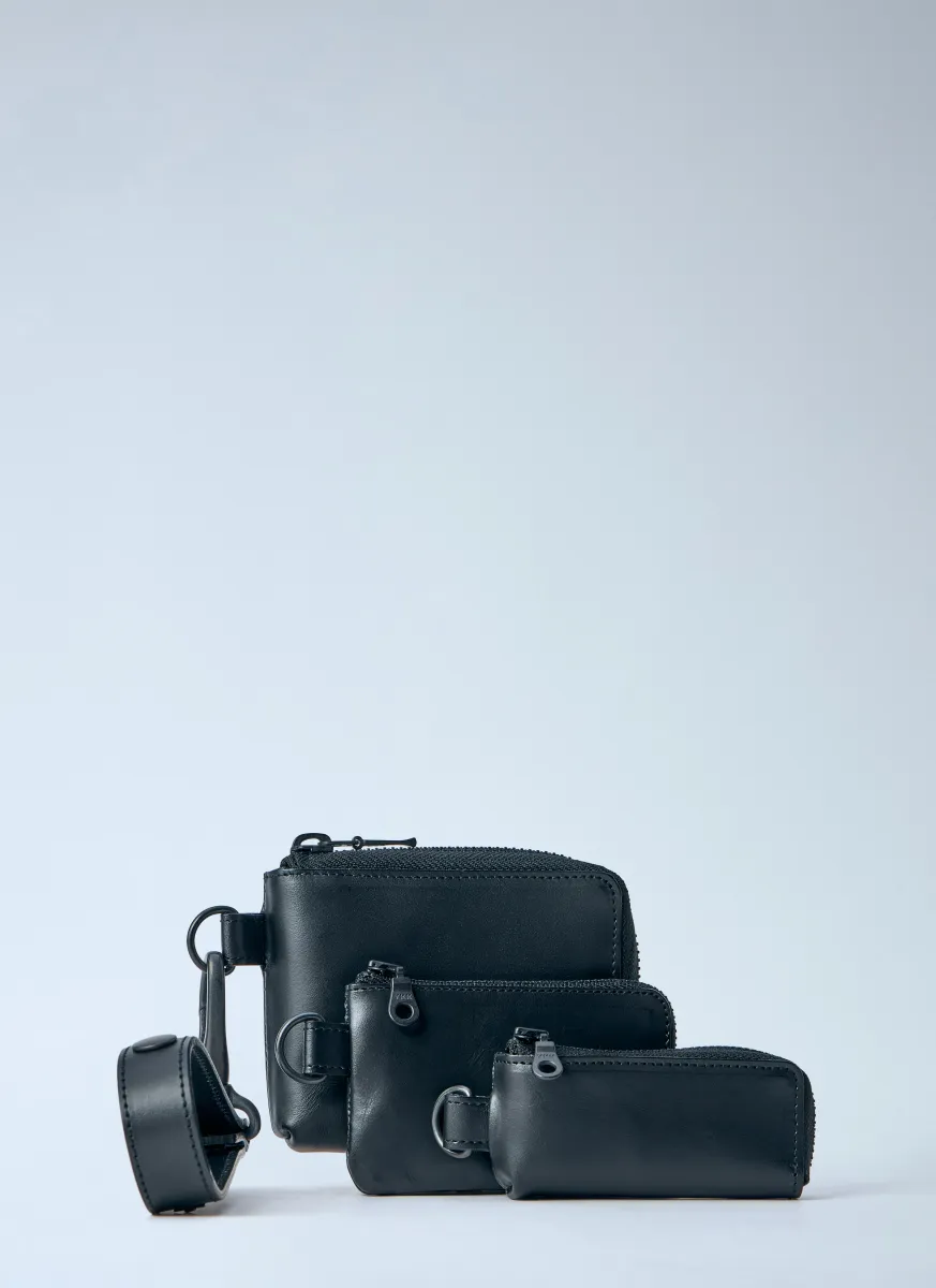 Matte Steer Leather Three Layers Pouch