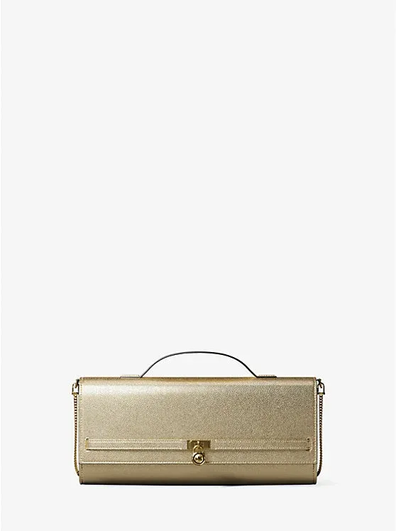Hamilton Moderne Medium Metallic Leather Convertible Clutch