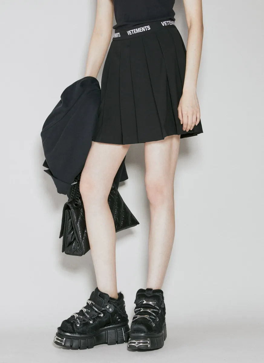 Logo Print School Girl Skirt