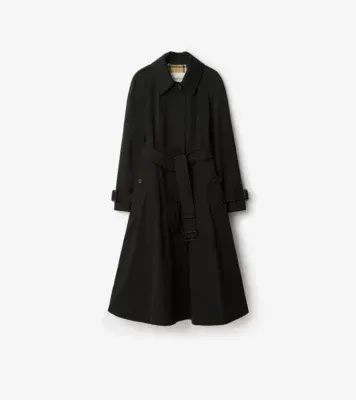 Long Gabardine Ellingham Fit-and-flare Car Coat in Black - Women, Cotton Gabardine