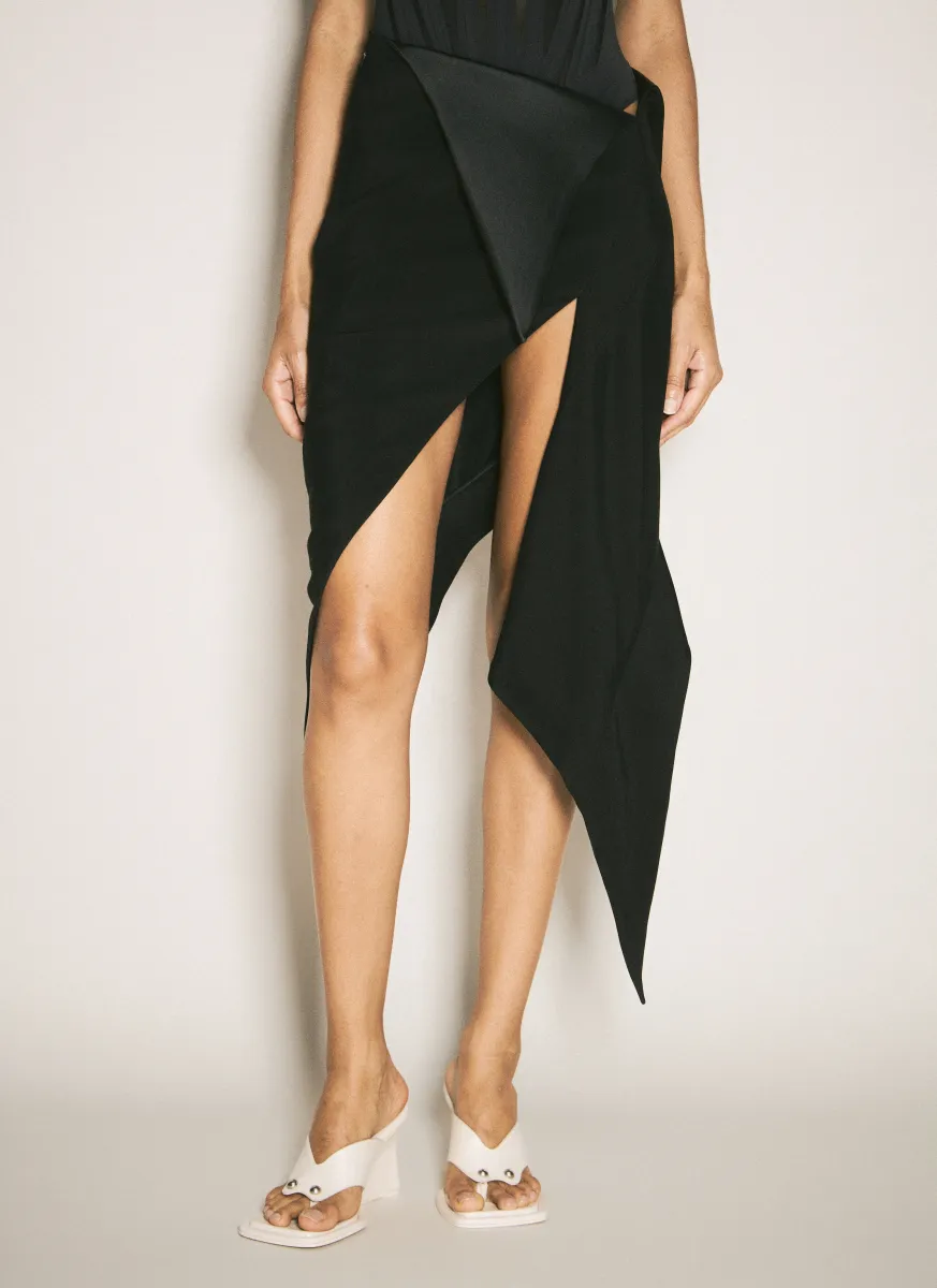 Cummerbund Satin Skirt