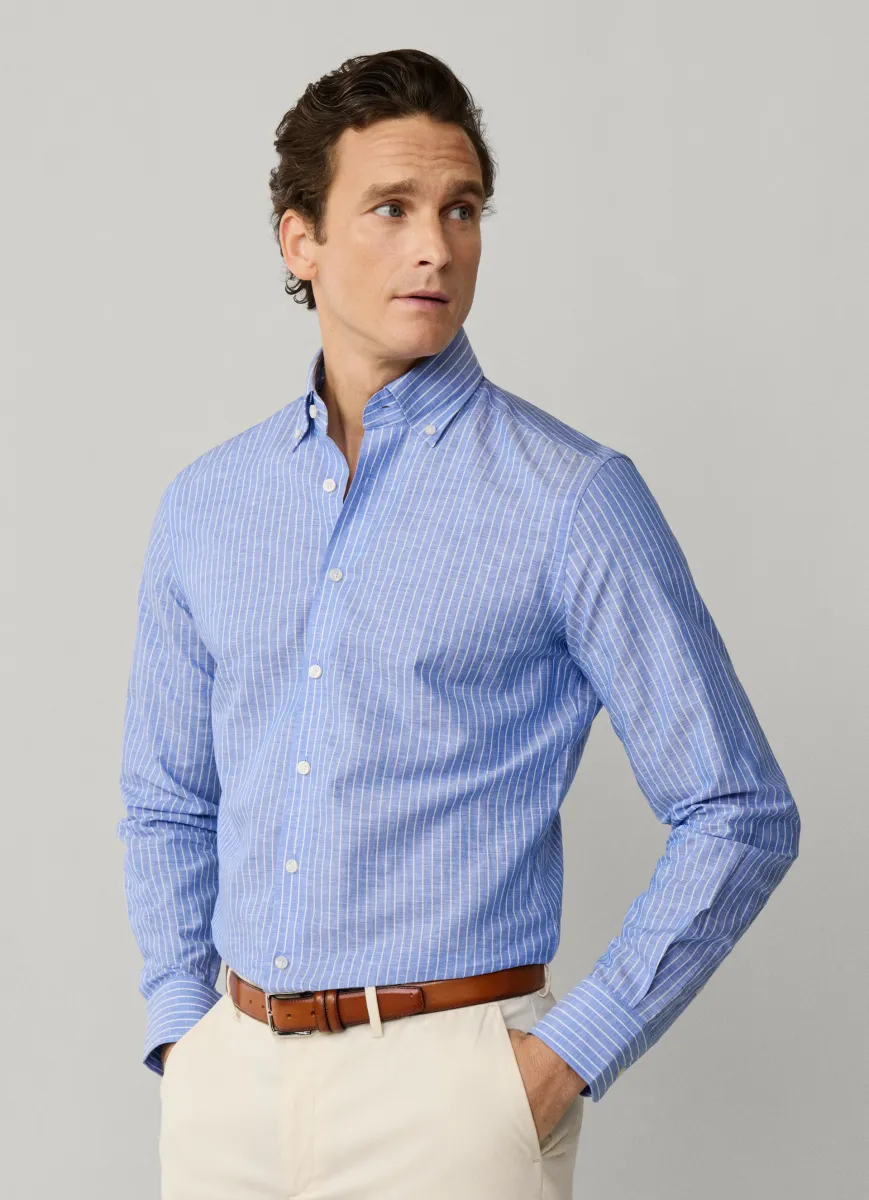 Tailored Fit Cotton Linen Stripe Shirt