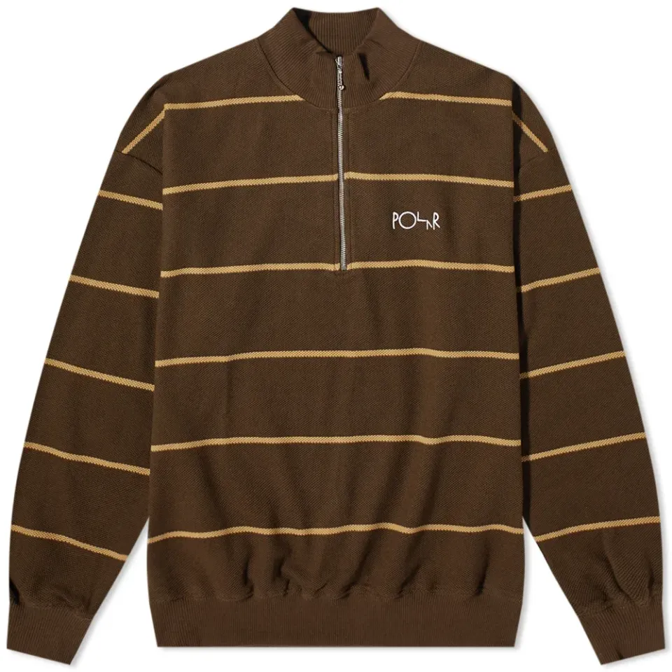 Polar Skate Co. Stripe Zip Neck Pique Sweat