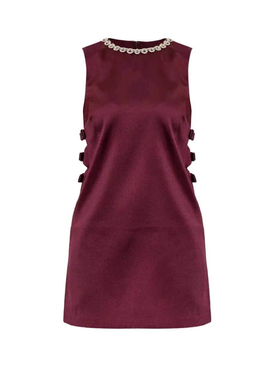 Satin Mini Dress Burgundy