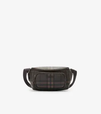 City Check Belt Bag in Dark brown