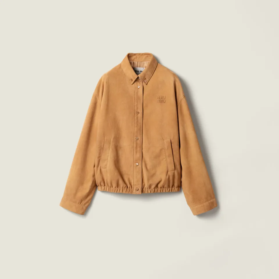 Waxed suede blouson jacket