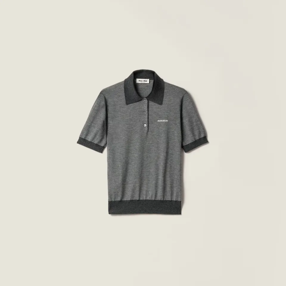 Cashmere and silk polo shirt