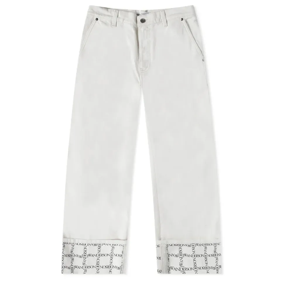 Logo Turn Up Straight Jeans