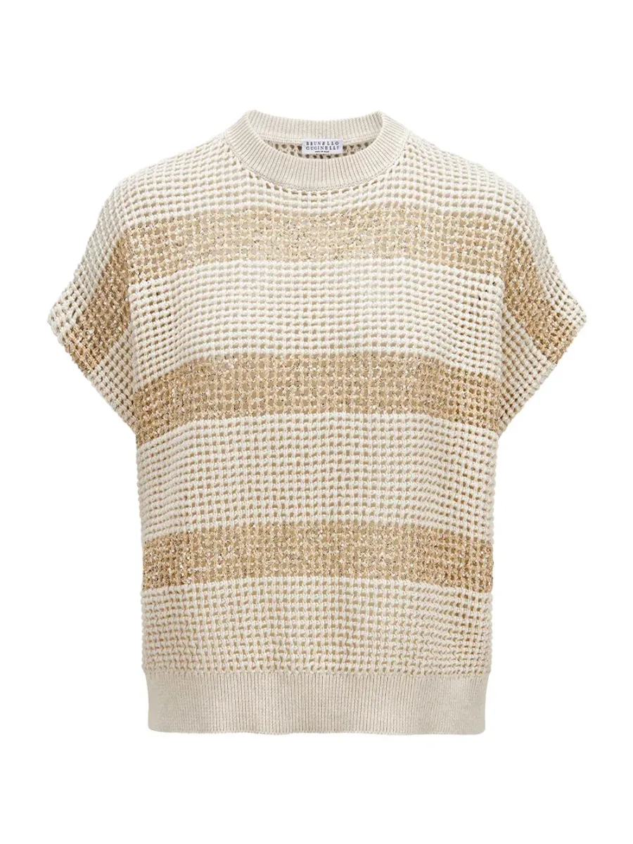Short Sleeve Sweater L.beige