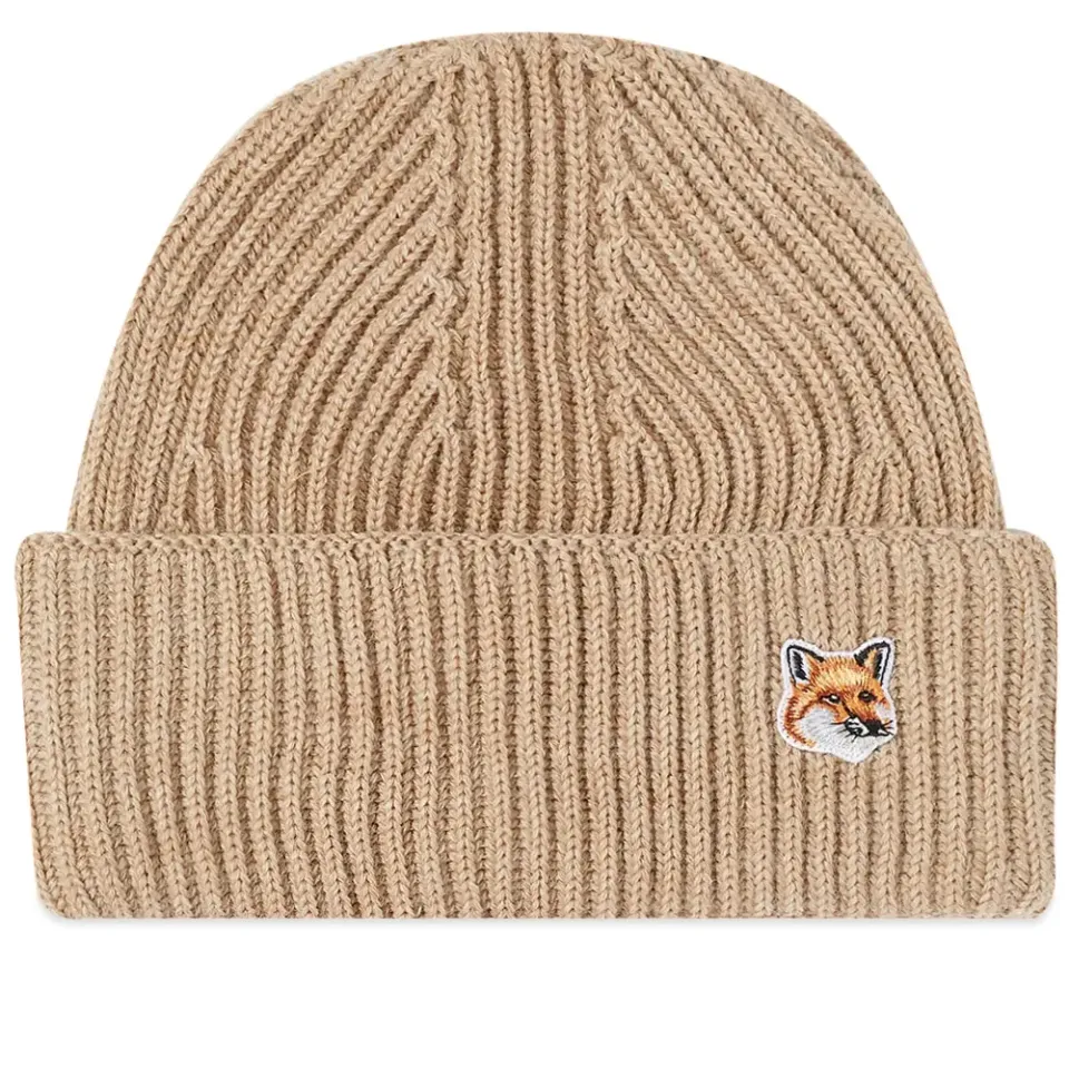 Fox Head Patch Ribbed Hat