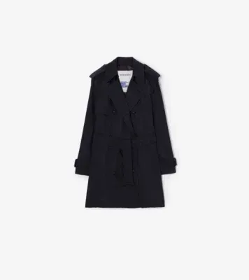 Short Wool Trench Coat in Navy