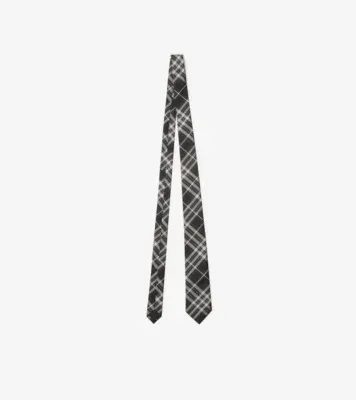 Check Silk Tie in Black/white