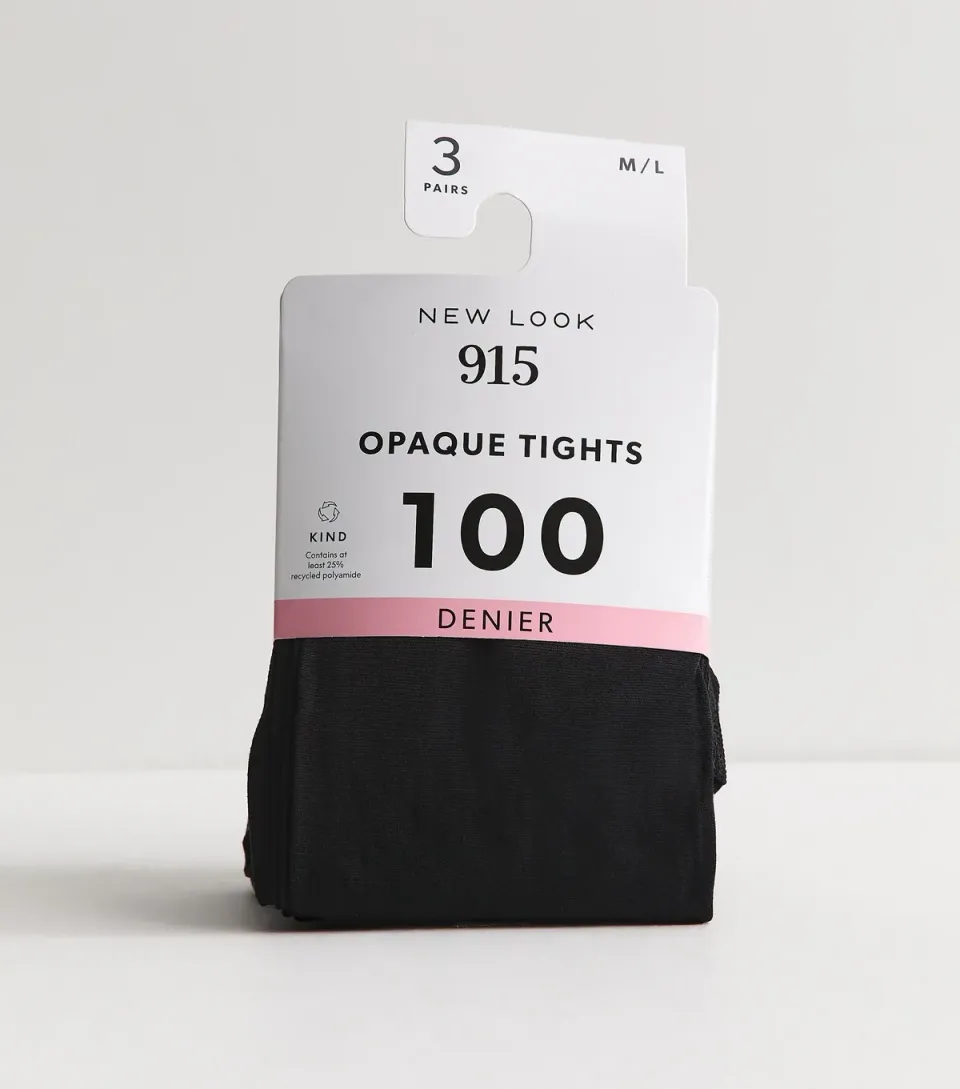 Pack of 3 Black 100 Denier Opaque Tights