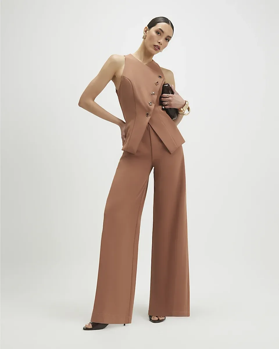 Collarless Asymmetric Jumpsuit