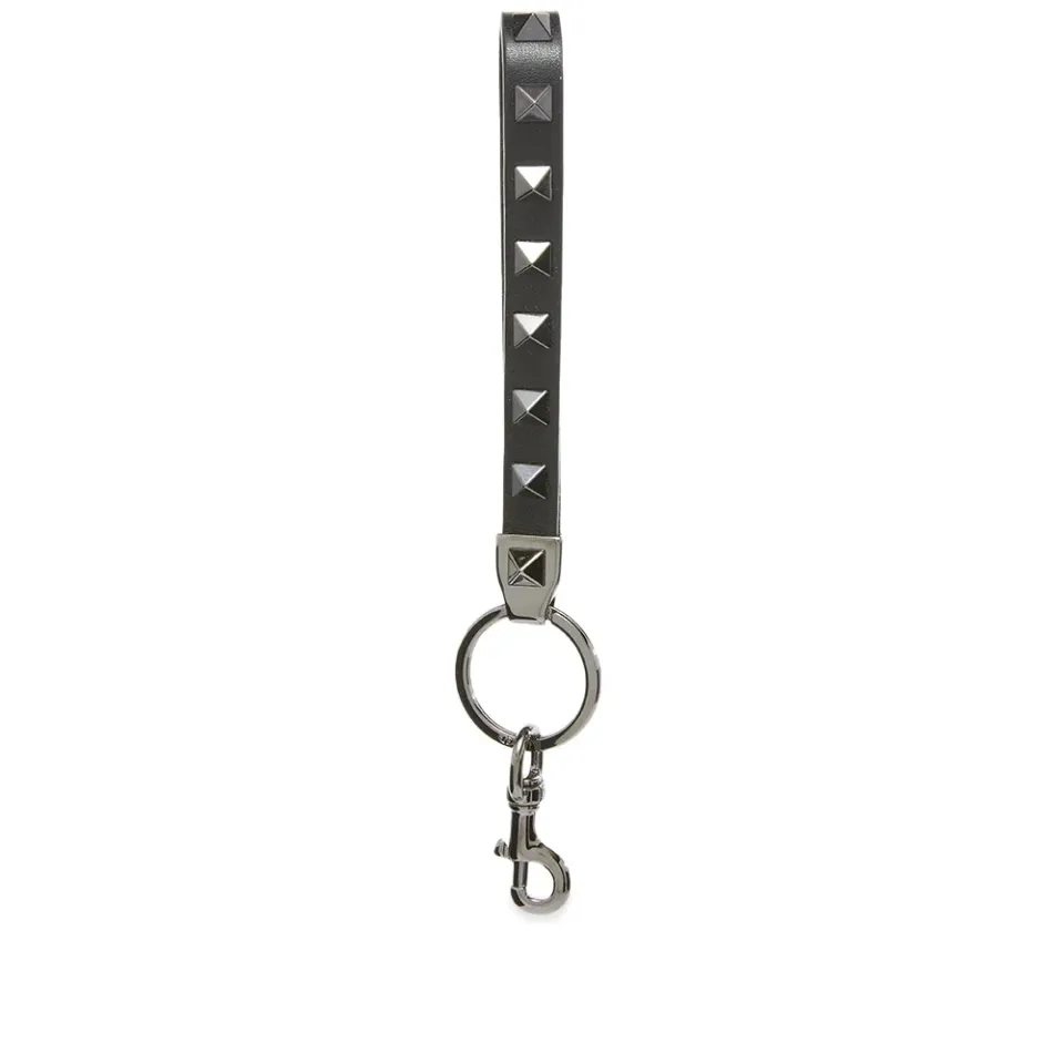 Rockstud Leather Key Ring