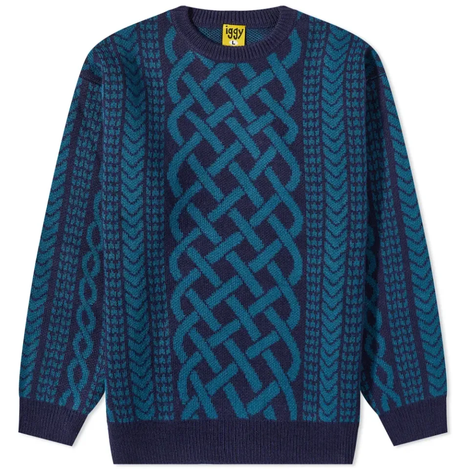 Drawn Cableknit Jacquard Sweater