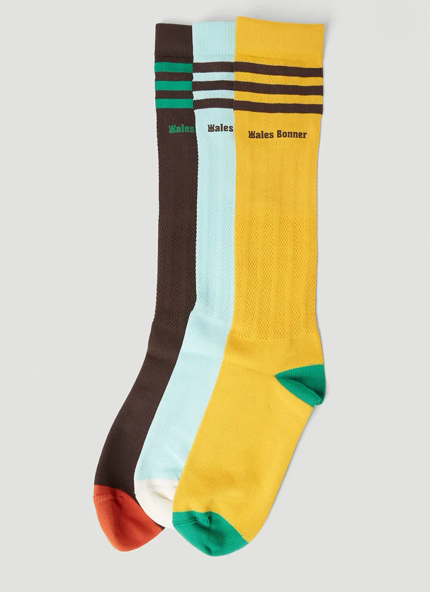 Pack Of Three Crochet Sports Socks