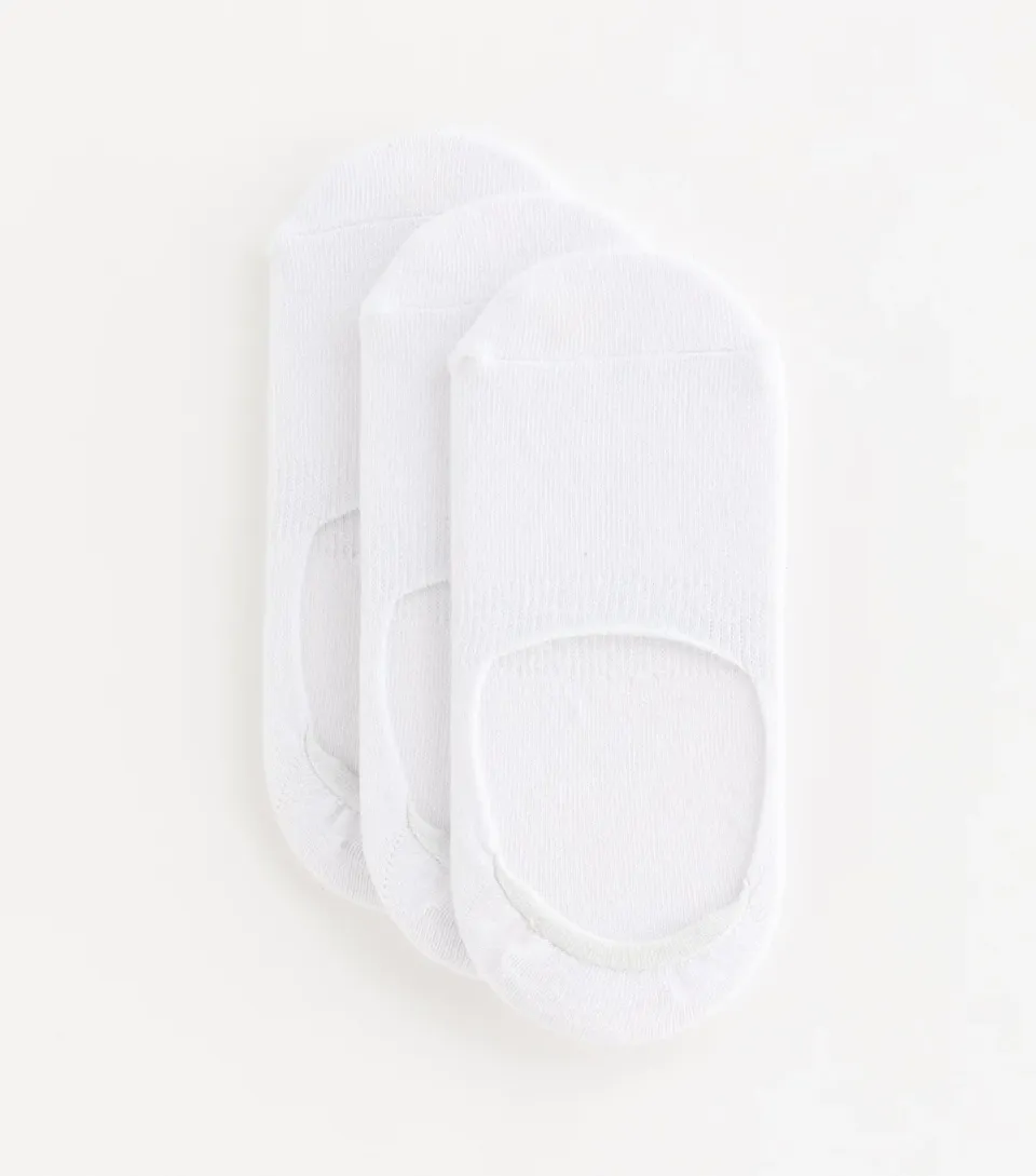 Pack of 3 White Sports Grip Invisible Socks