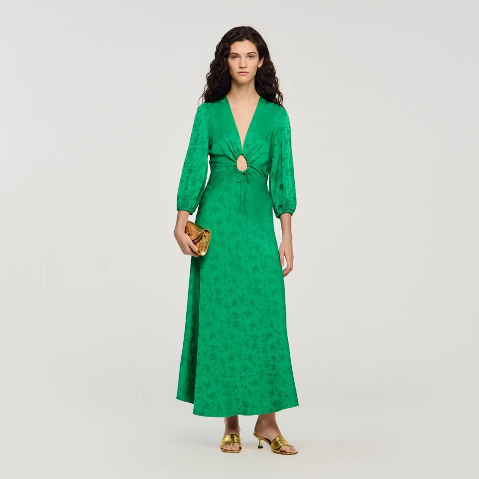 Floral jacquard maxi dress
