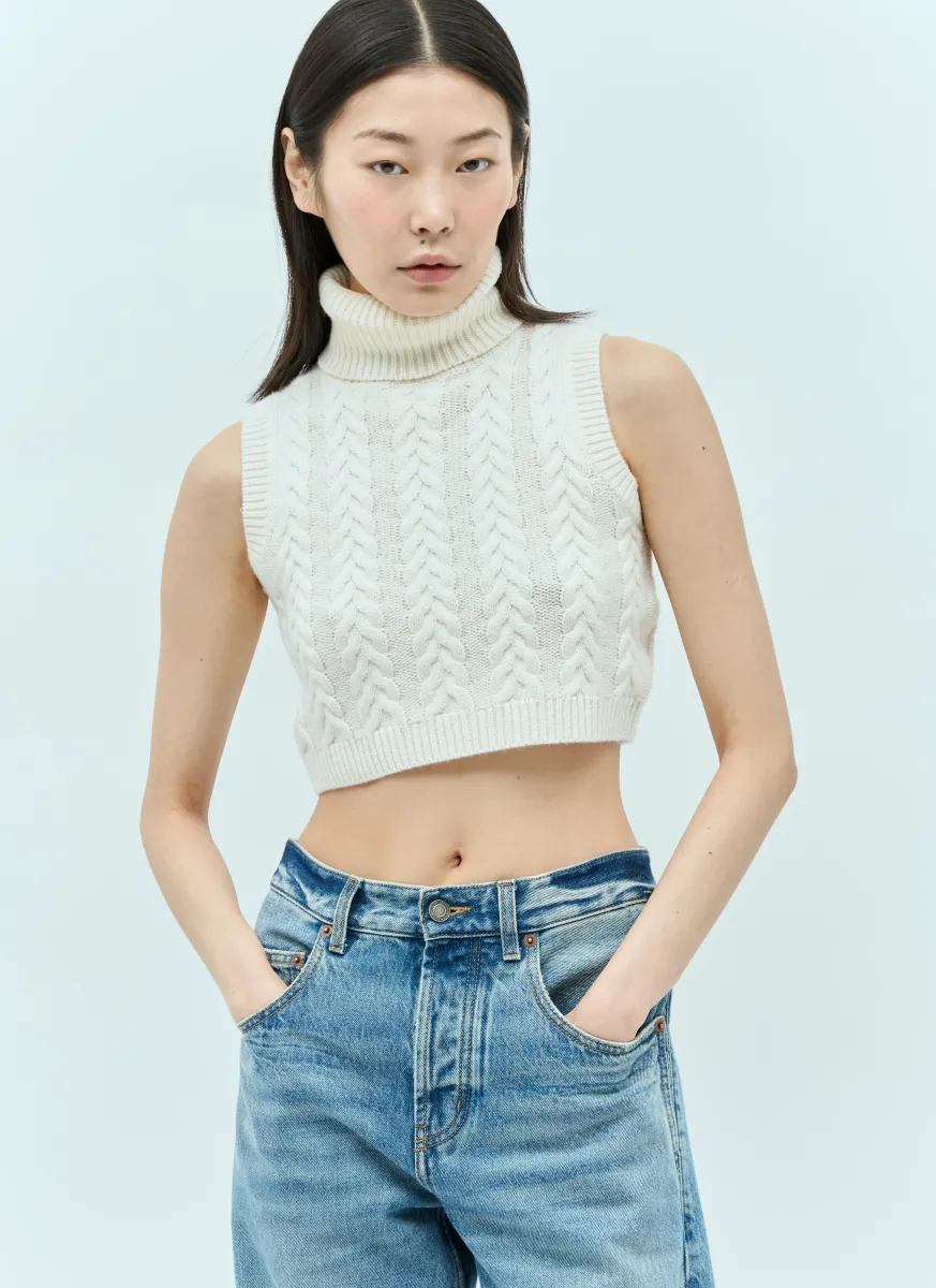 Sleeveless Cashmere Crop Top