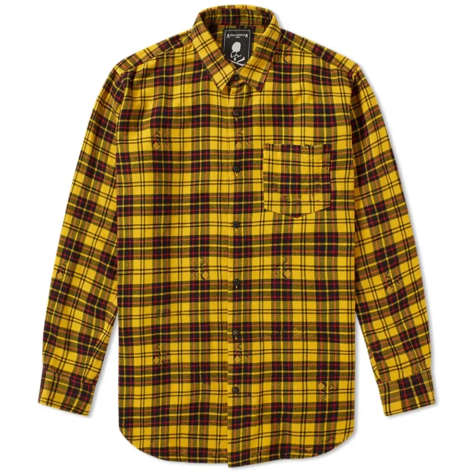 Damaged Skull Check Flannel Shirt