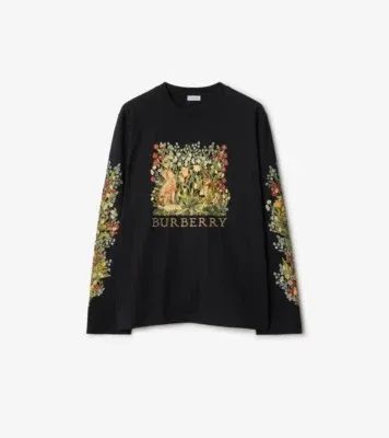 Long-sleeve Forest Cotton T-shirt in Black