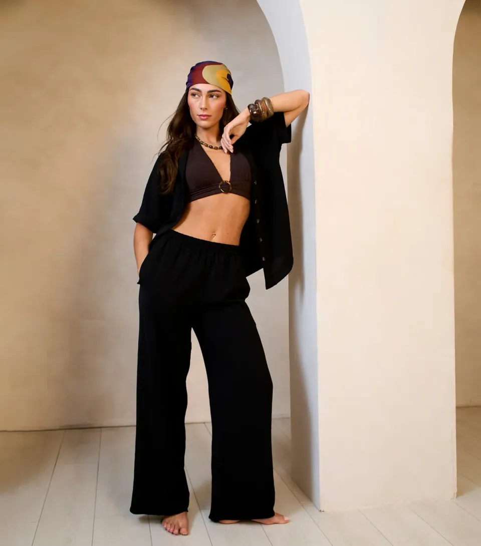 Women's Black Elasticated Waist Trousers