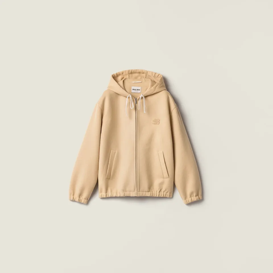 Double cashmere and wool hoodie jacket