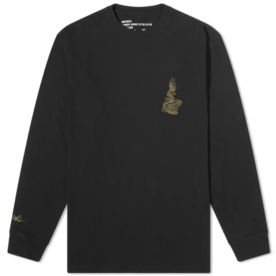 Long Sleeve Embroidered Dragon Tee