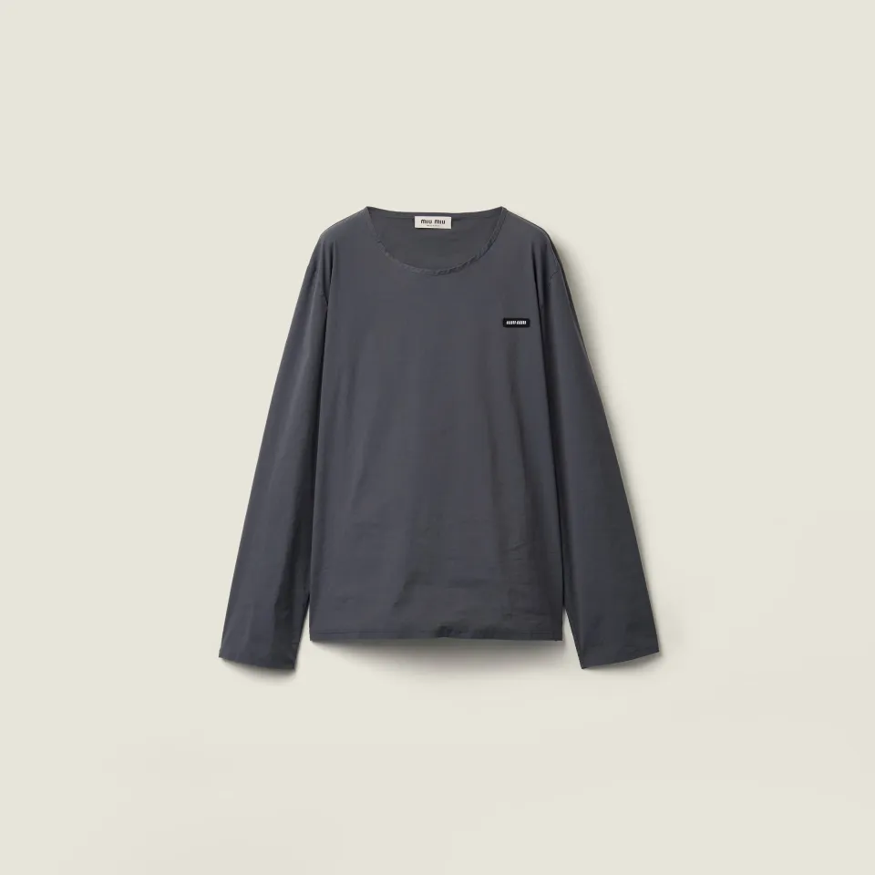 Stretch poplin top