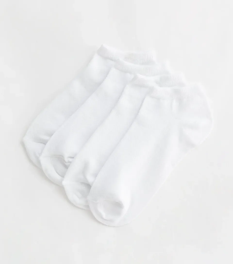 4 Pack White Trainer Socks