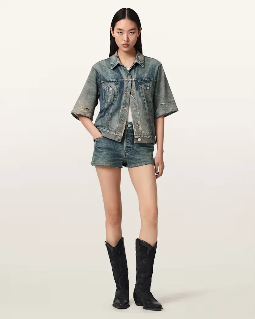 Asher Terry High Waisted Denim Illusion Shorts