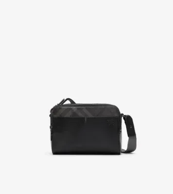 Pop Check Crossbody Bag in Black/iron grey - Men, Leather