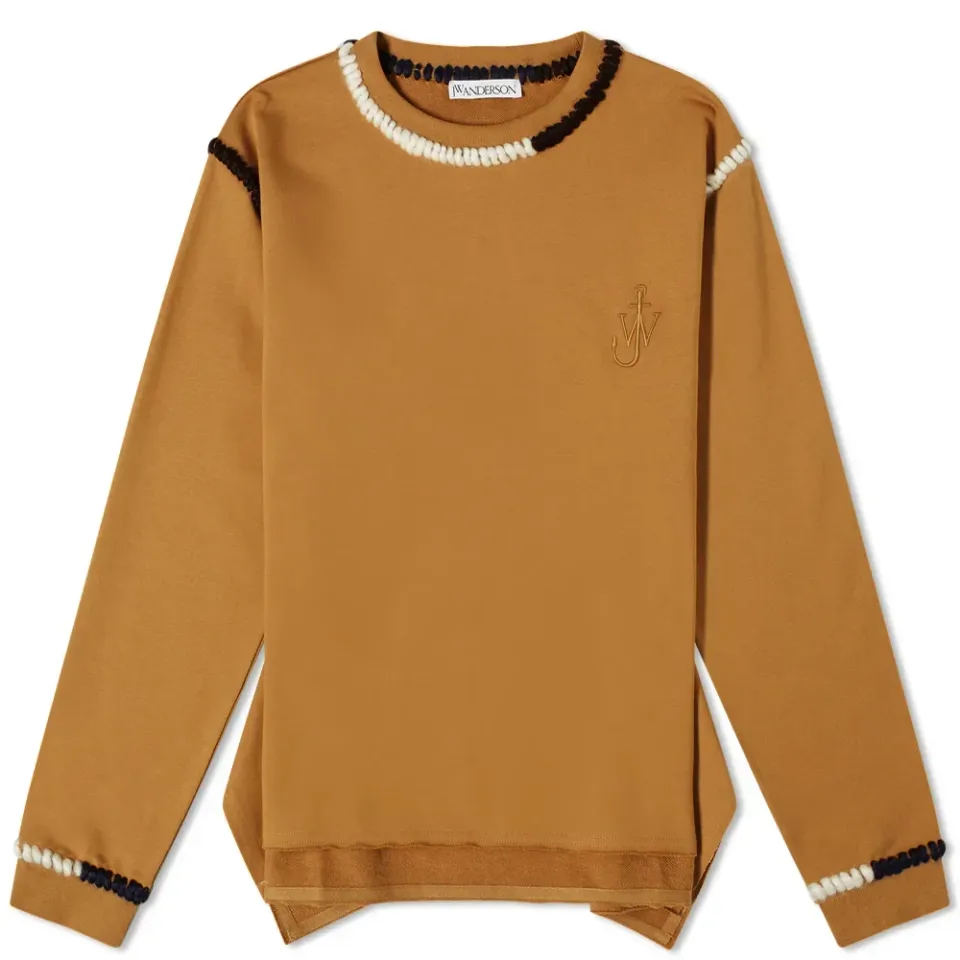 Asymmetric Contrast Stitch Crew Sweat