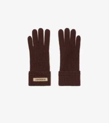 Logo Patch Wool Blend Gloves in Treacle brown