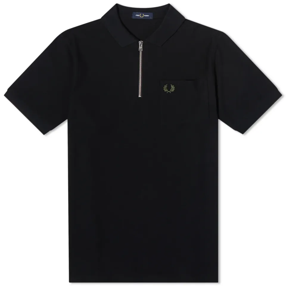 Textured Zip Neck Polo