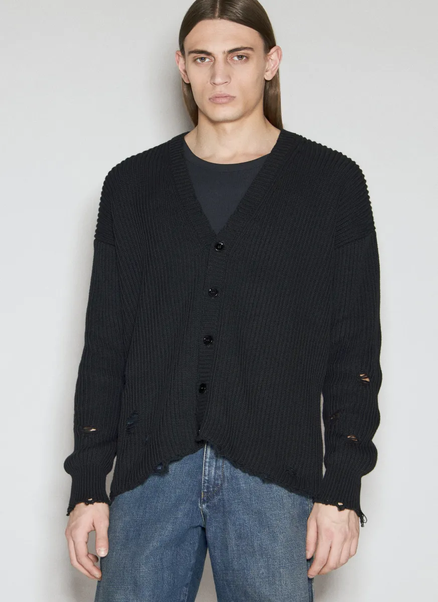 Elbow Patches Distressed Cardigan