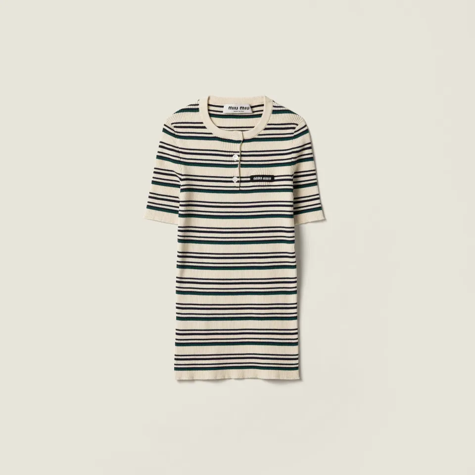 Cotton knit Henley shirt