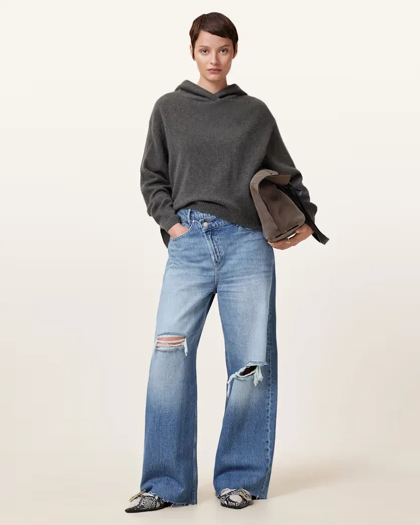 Aki Wide Leg Crossover Denim Jeans
