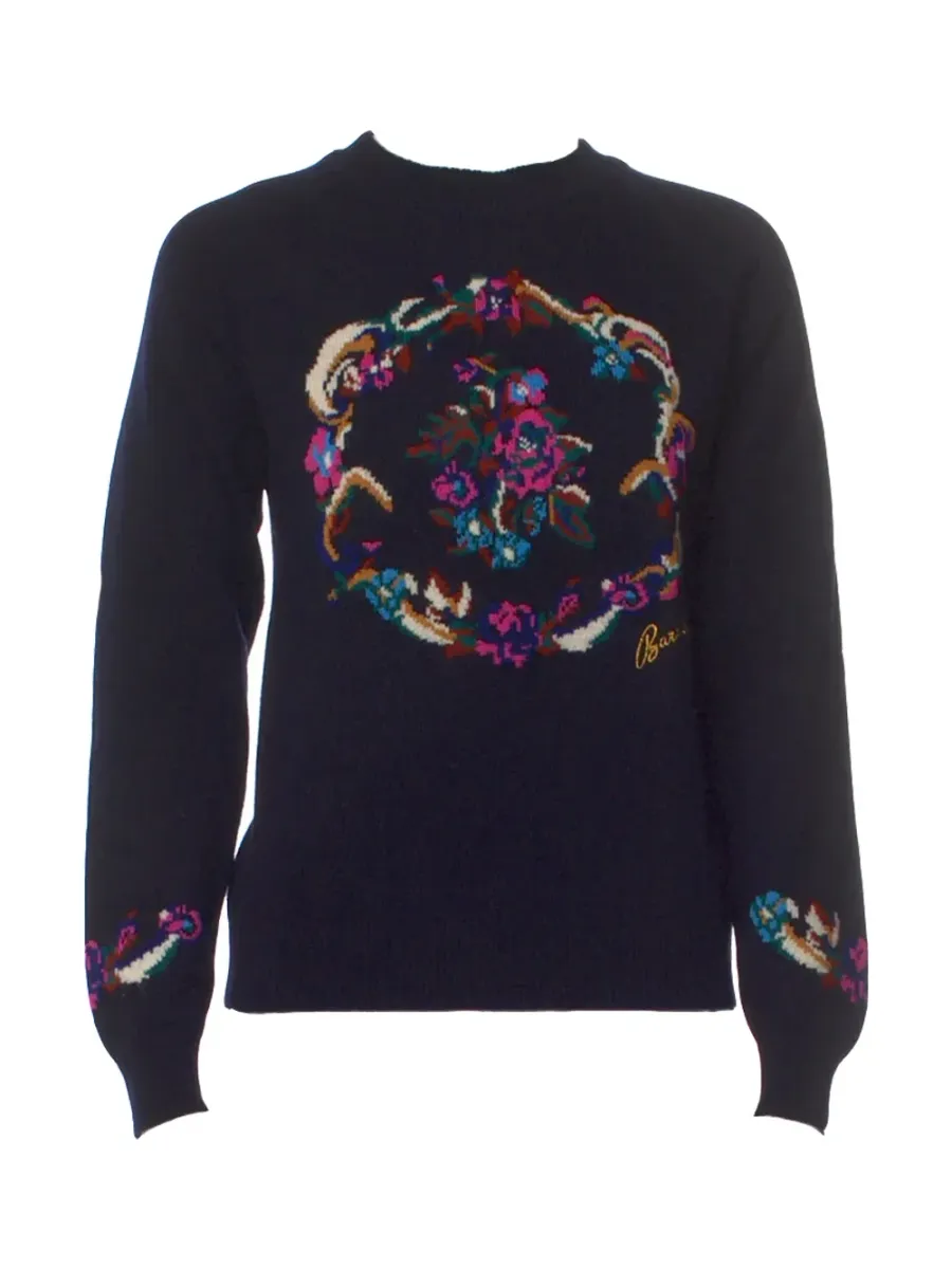 Bouquet Print Sweater Navy