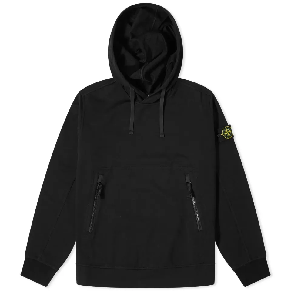 Cotton Zip Pocket Detail Popover Hoodie