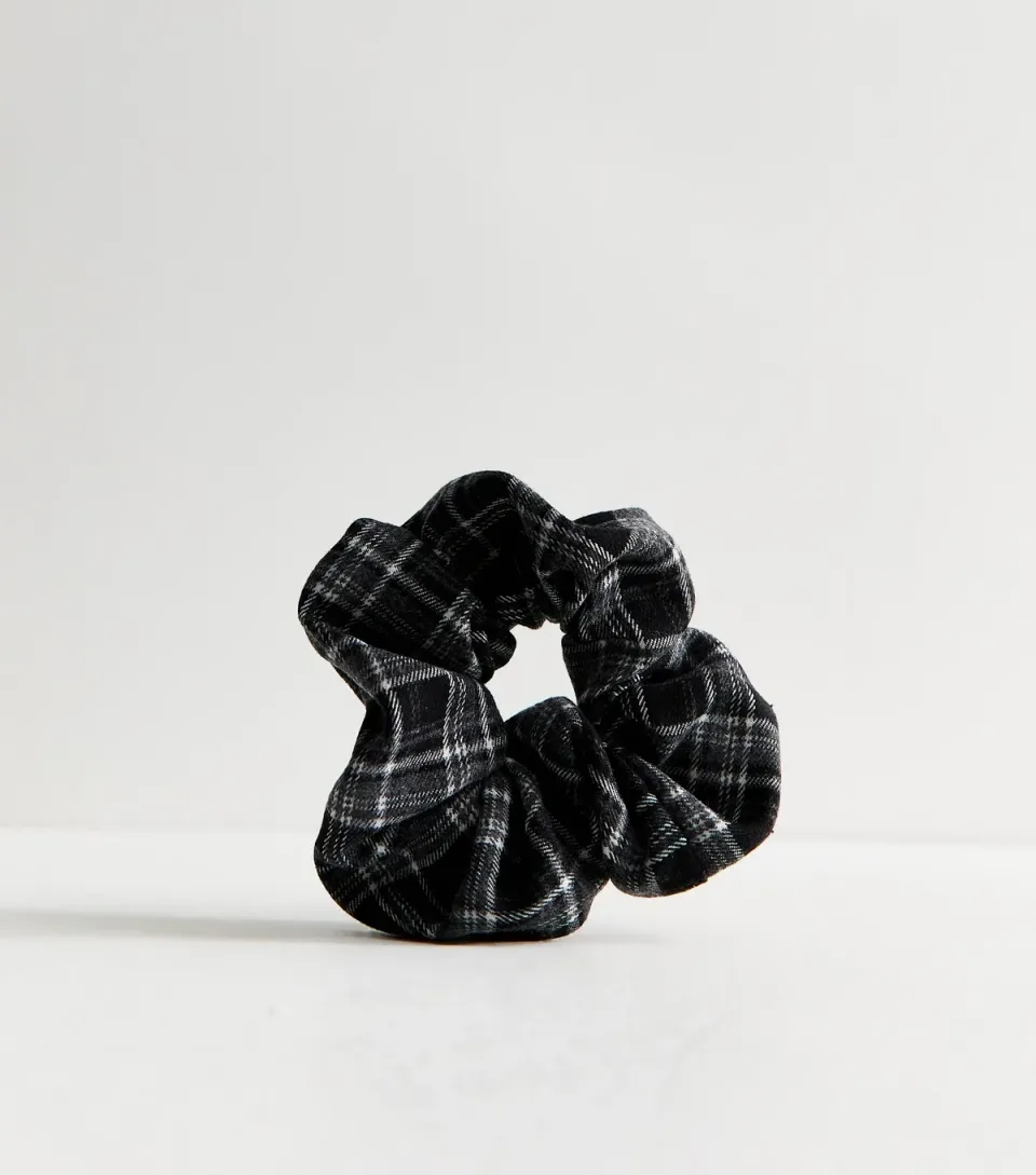 Black Check Scrunchie