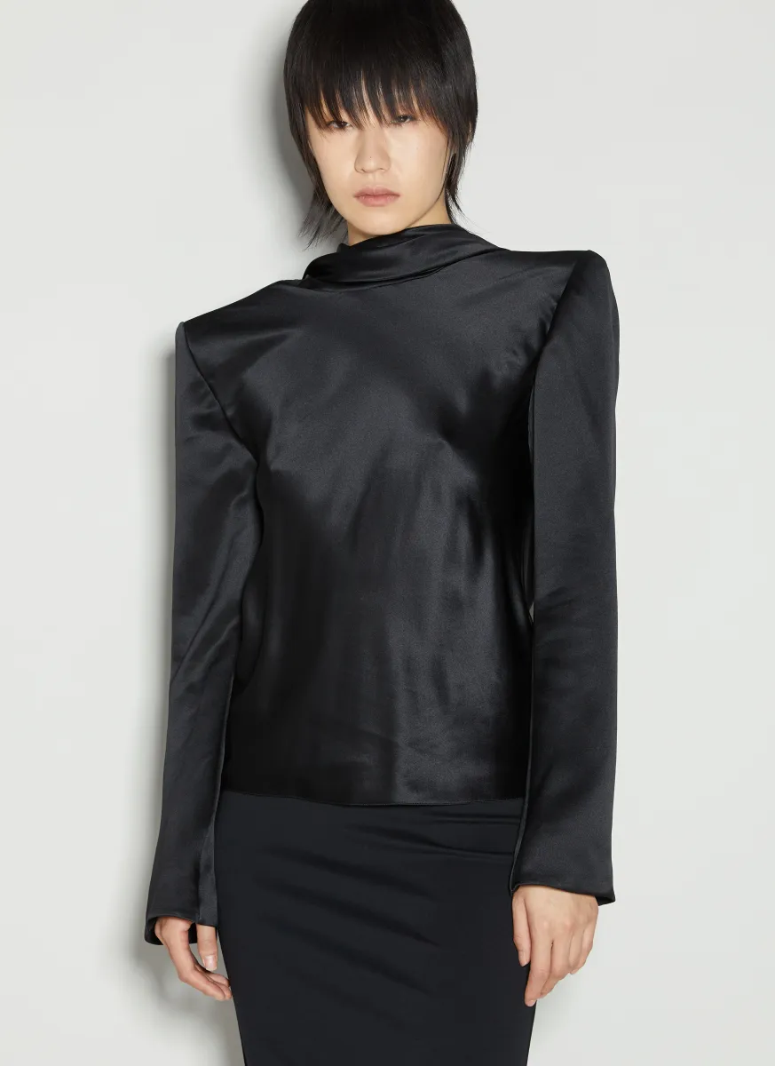 Cowl-Back Silk Blouse