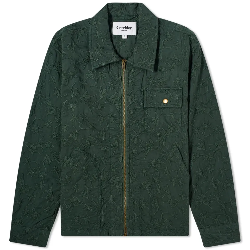 Floral Embroidered Zip Shirt Jacket
