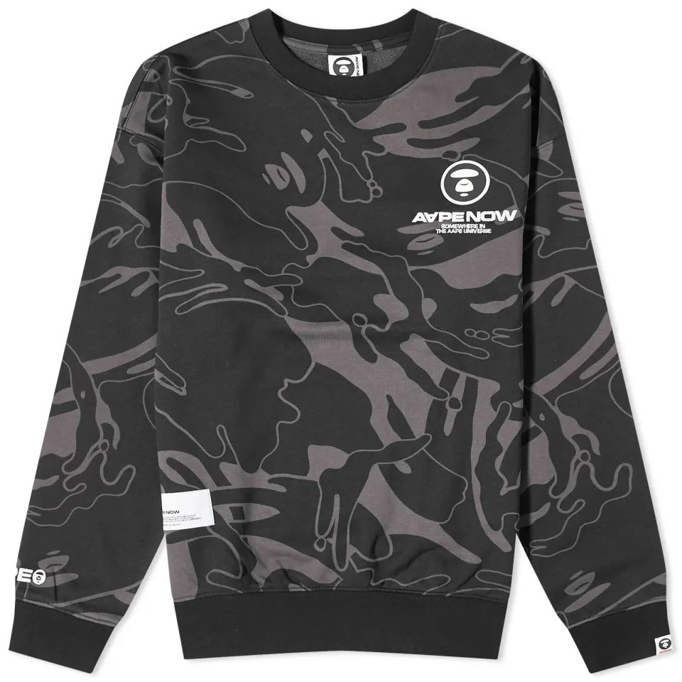 AAPE Now Silicon Badge Camo Crew Sweat