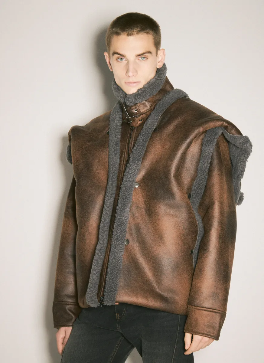 Snap-Off Hood-Panel Aviator Jacket