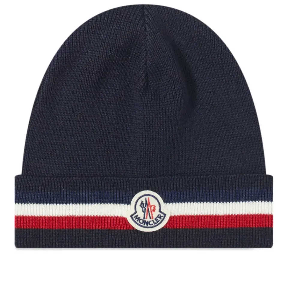 Tricolore Striped Logo Beanie