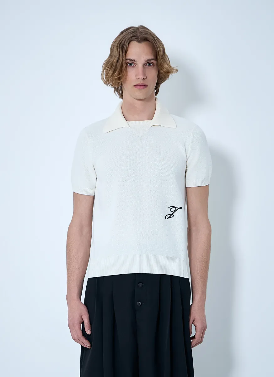 Ribbed Collar Knit Polo