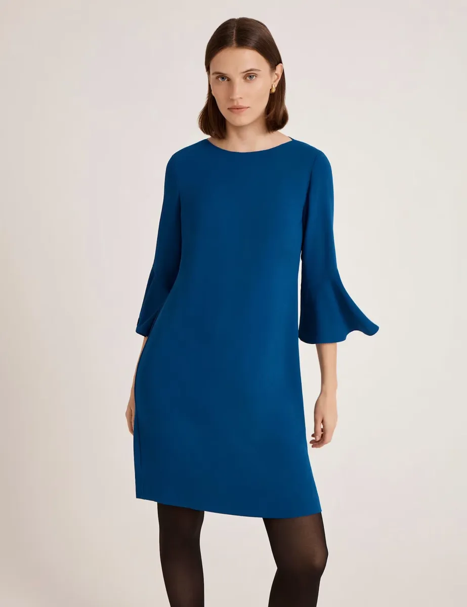 Crepe Frill Sleeve Mini Dress Blue